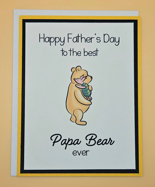 Winnie the Pooh Father's Day Card for Dad. Handmade Classic Pap Bear Greeting Card