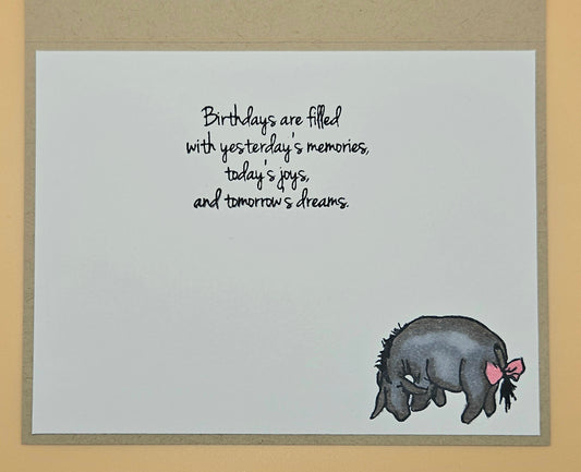 Card with a pig illustration and text on a plain background
