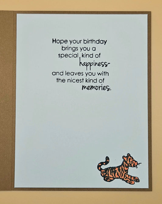 Winnie the Pooh Birthday Card, Handmade Tigger Red Balloon, Classic Keepsake, Inside Message