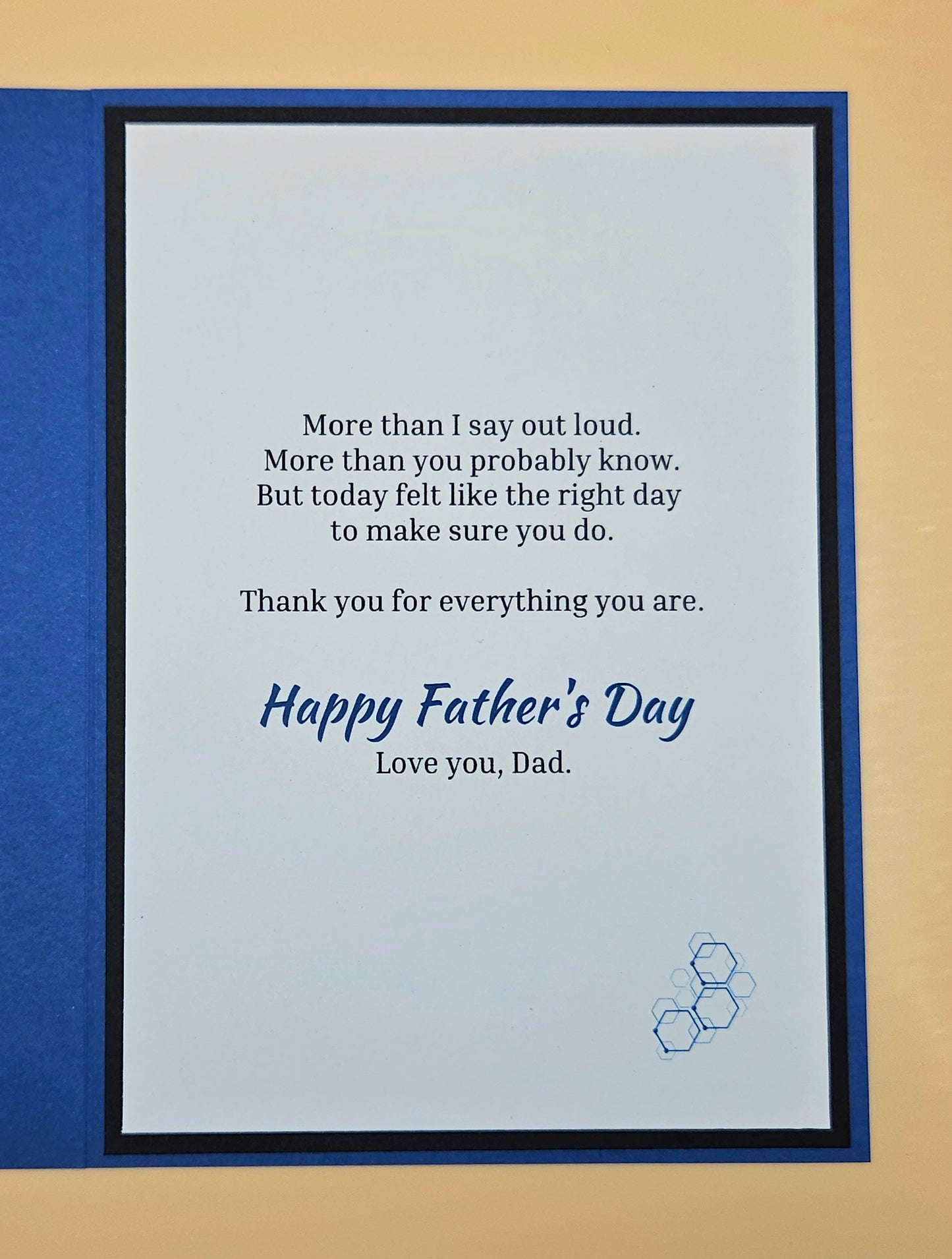 Father's Day Card for Dad, Handmade Blue Hexagon Geometric, How Much You Mean Keepsake