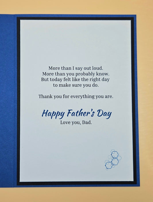 Father's Day Card for Dad, Handmade Blue Hexagon Geometric, How Much You Mean Keepsake