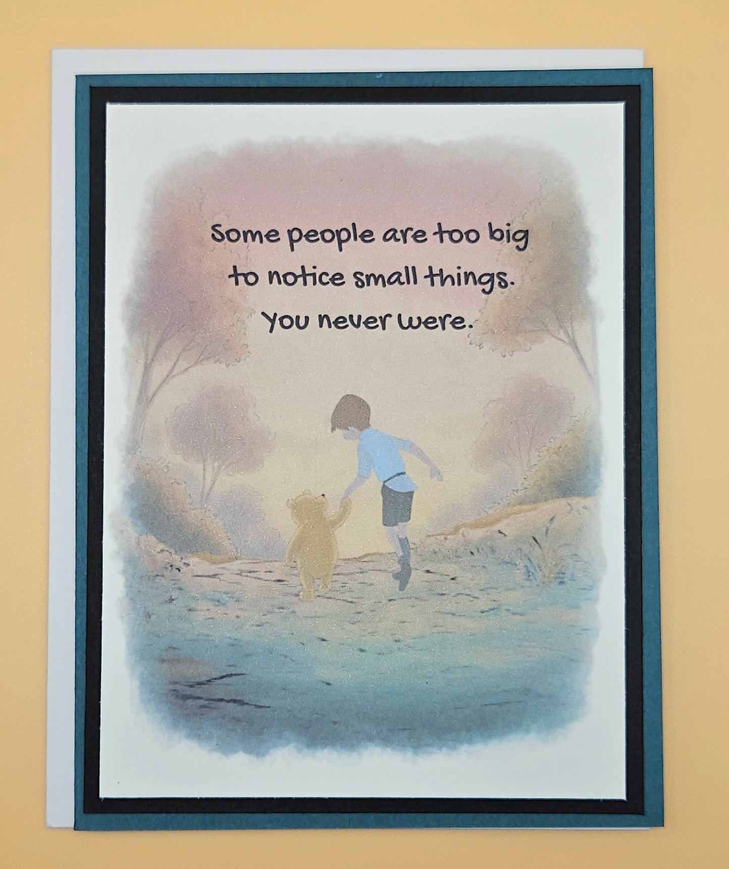 Winnie the Pooh Thinking of You Card, Handmade Christopher Robin, Smallest Things Keepsake, Blank Inside