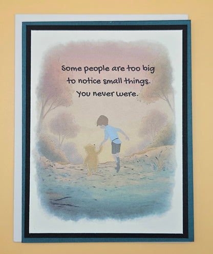 Winnie the Pooh Thinking of You Card, Handmade Christopher Robin, Smallest Things Keepsake, Blank Inside