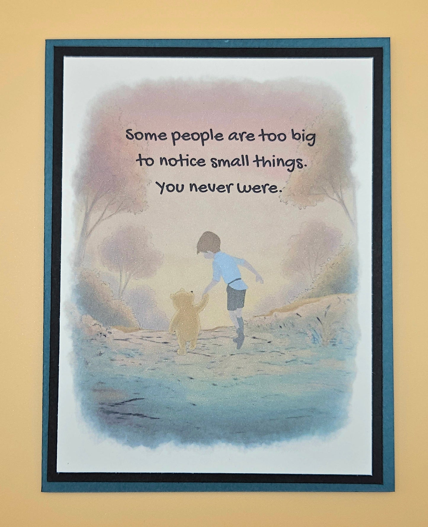 Winnie the Pooh Thinking of You Card, Handmade Christopher Robin, Smallest Things Keepsake, Blank Inside