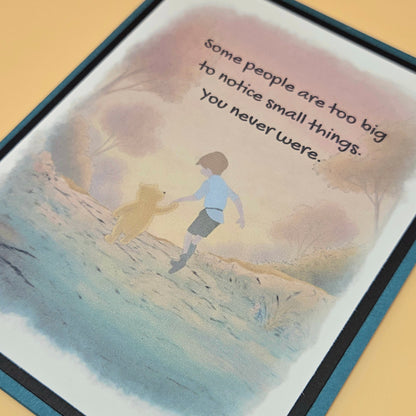 Winnie the Pooh Thinking of You Card, Handmade Christopher Robin, Smallest Things Keepsake, Blank Inside