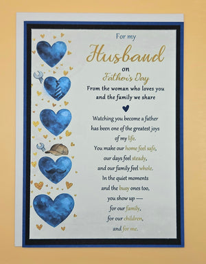 Father's Day Card for Husband From Wife, Handmade Blue Hearts You Show Up, Heartfelt Greeting