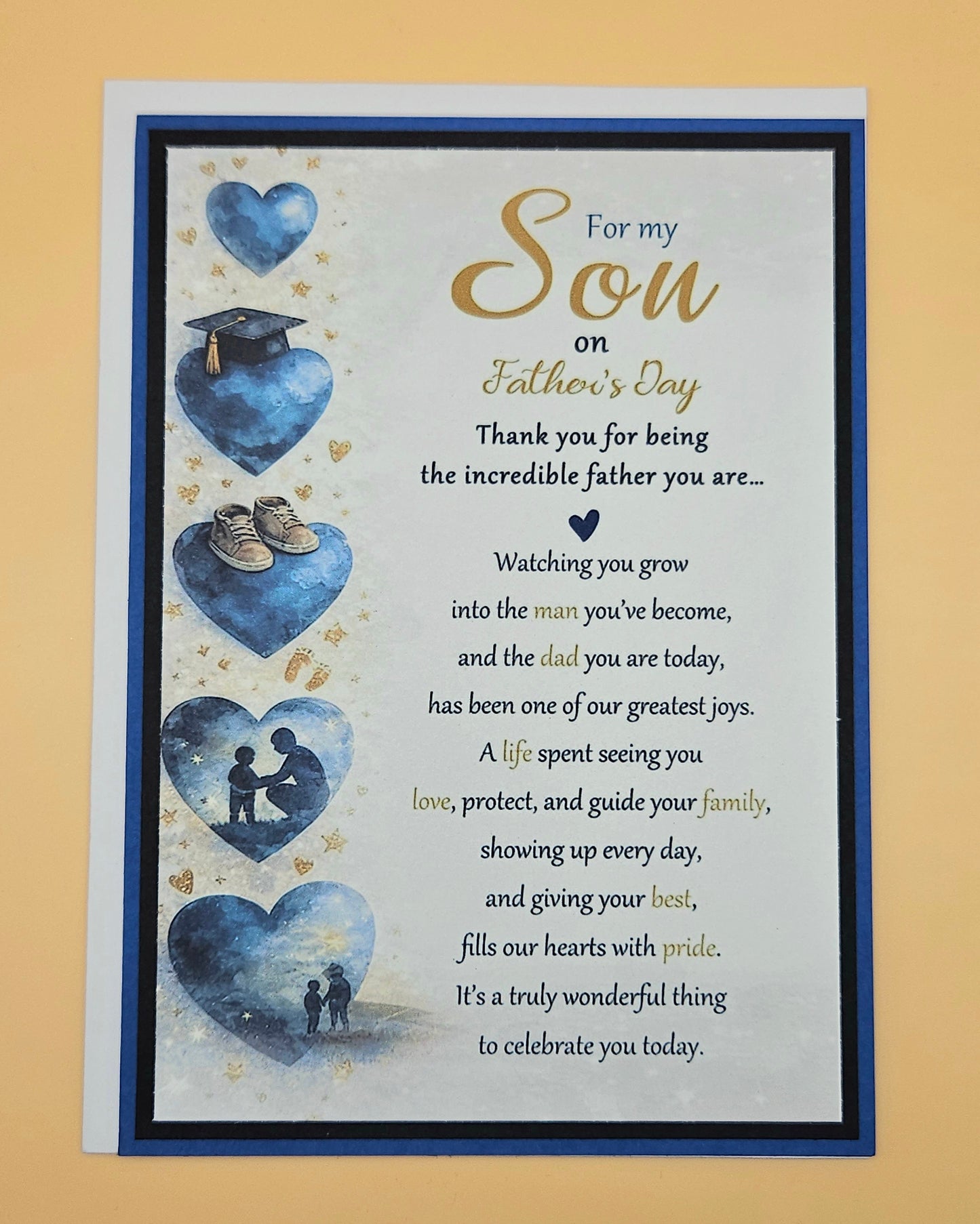 Father's Day Card for Son, Handmade Blue Hearts Milestone, Incredible Father Keepsake