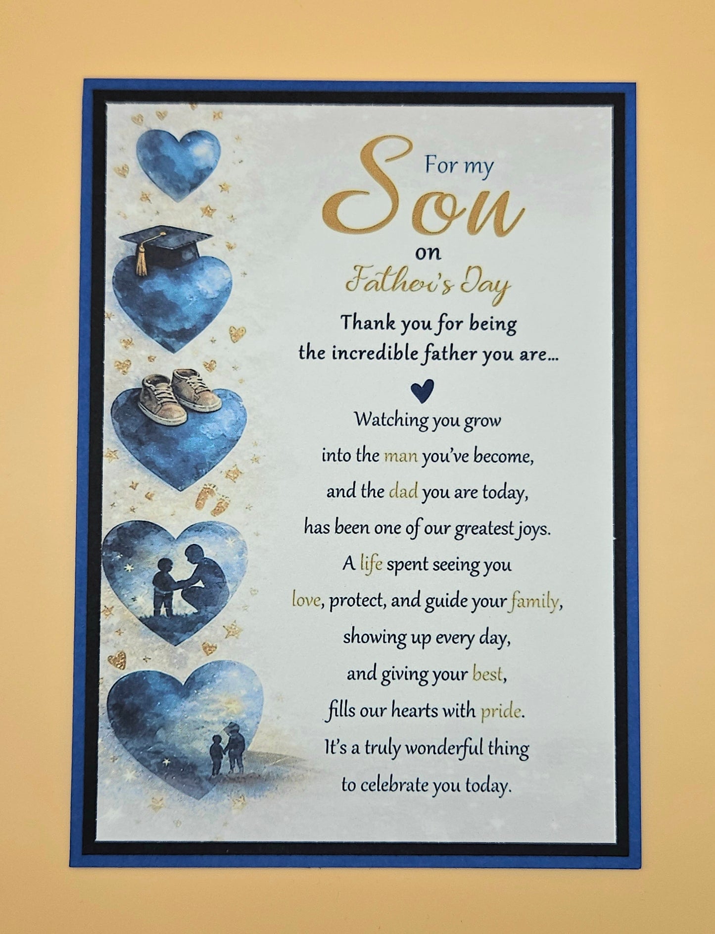 Father's Day Card for Son, Handmade Blue Hearts Milestone, Incredible Father Keepsake