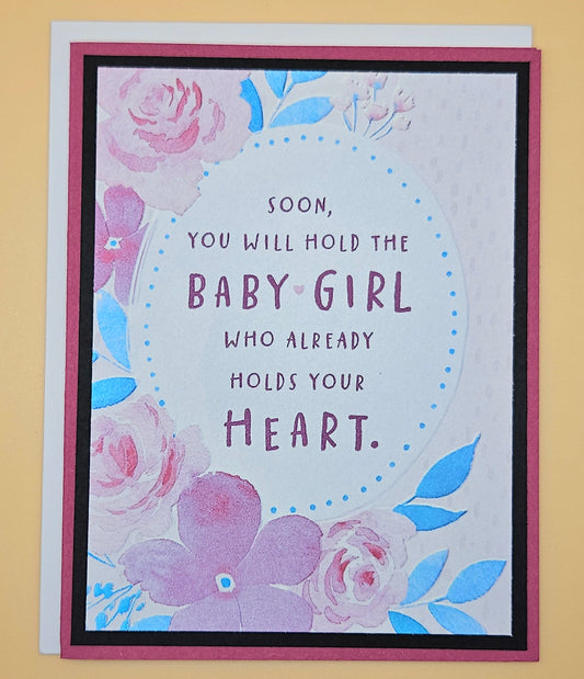 Greeting card with floral design and text on a yellow background