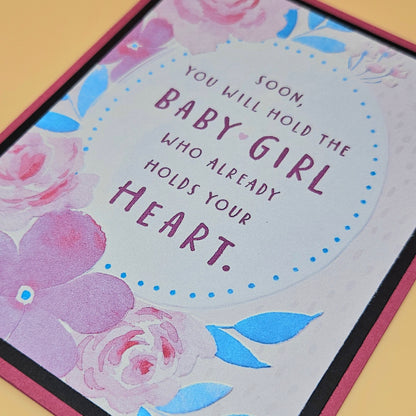 Greeting card with floral design and text on a yellow background