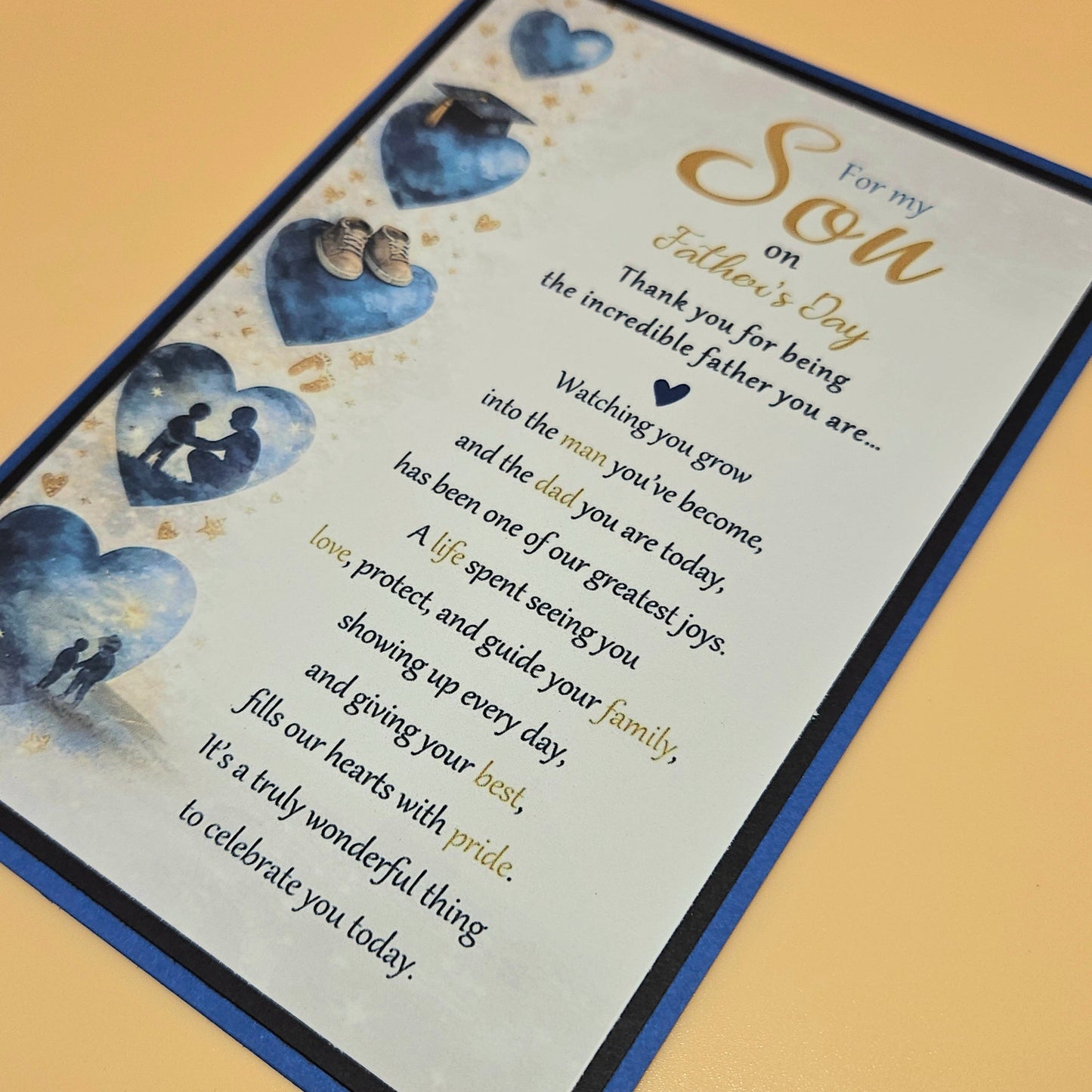 Father's Day Card for Son, Handmade Blue Hearts Milestone, Incredible Father Keepsake