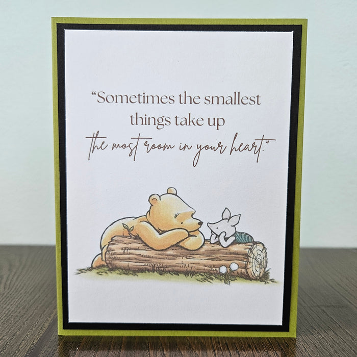 Winnie the Pooh Friendship Card, Handmade Classic Pooh and Piglet Smallest Things Greeting, Blank Inside
