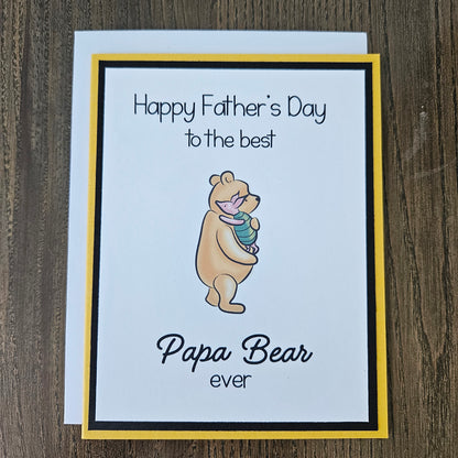 Winnie the Pooh Father's Day Card for Dad. Handmade Classic Pap Bear Greeting Card