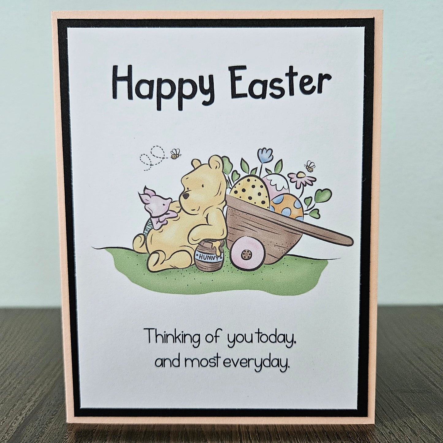 Winnie the Pooh Easter Card, Handmade Classic Pooh and Piglet, Thinking Of You, Blank Inside