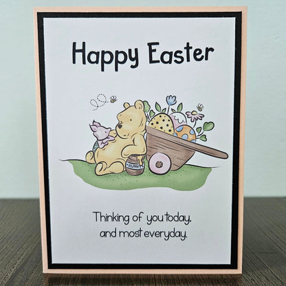 Winnie the Pooh Easter Card, Handmade Classic Pooh and Piglet, Thinking Of You, Blank Inside