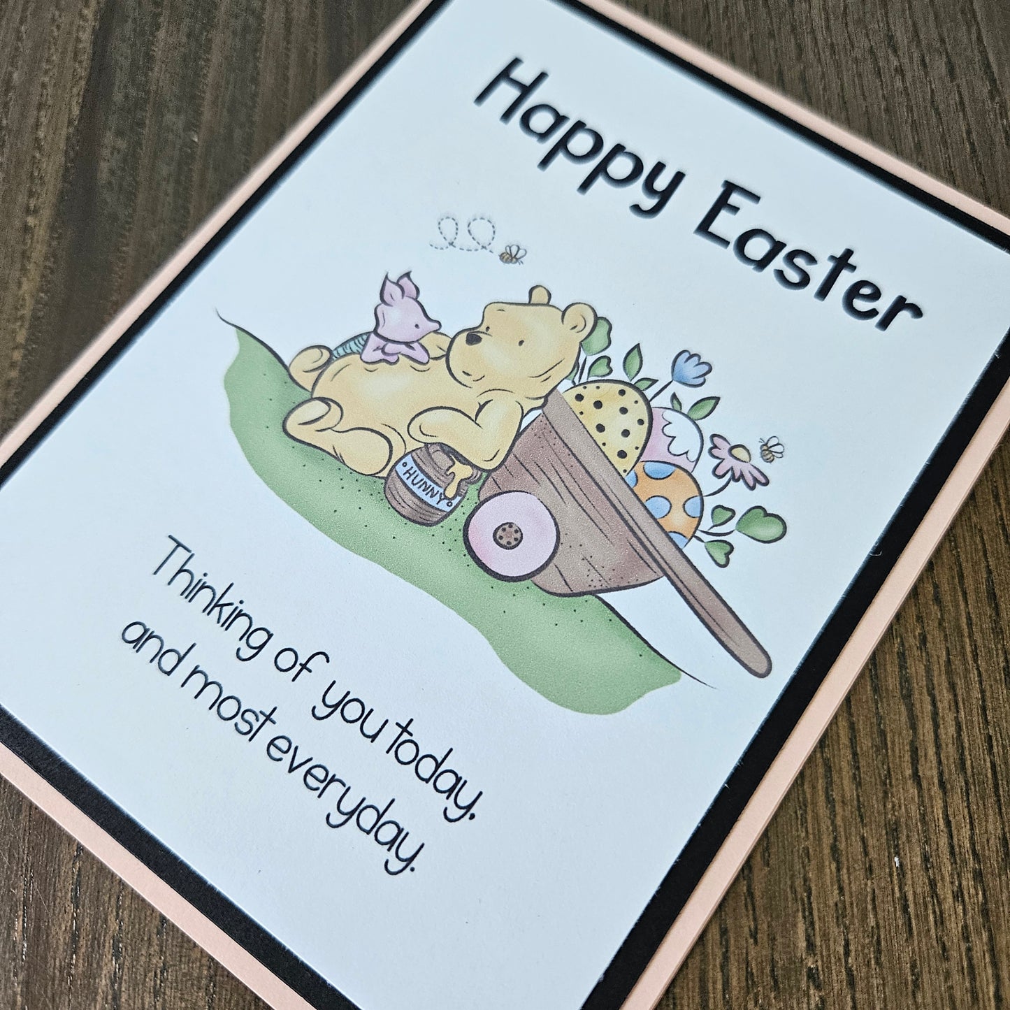 Winnie the Pooh Easter Card, Handmade Classic Pooh and Piglet, Thinking Of You, Blank Inside