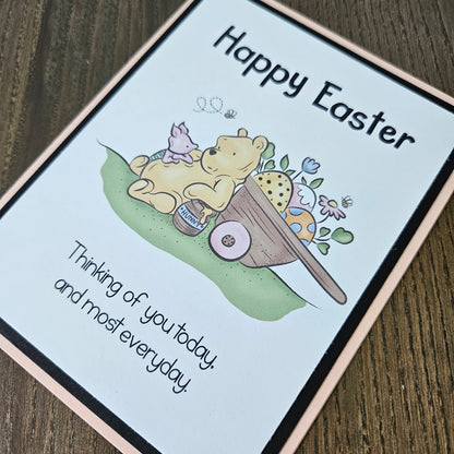 Winnie the Pooh Easter Card, Handmade Classic Pooh and Piglet, Thinking Of You, Blank Inside