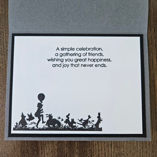 Winnie the Pooh Birthday Card, Handmade Classic Pooh and Friends Hand Colored Sunset Silhouette Greeting