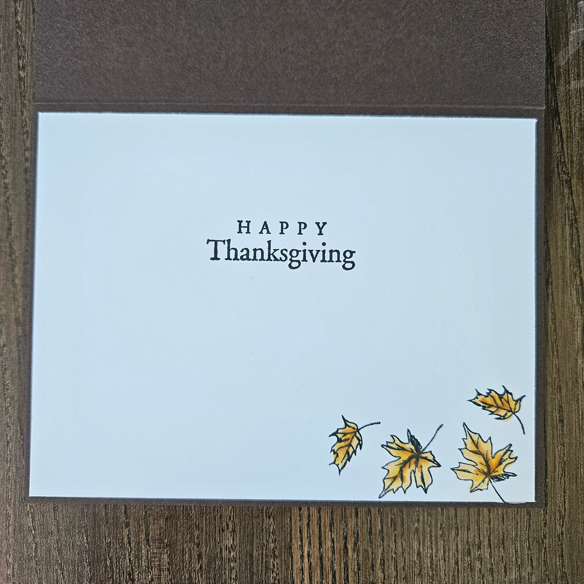 handmade horizontal A2 Thanksgiving card featuring classic Winnie the Pooh with three orange pumpkins on a white panel, an embossed textured orange mat, and a brown base, alongside views of the "HAPPY Thanksgiving" inside text 