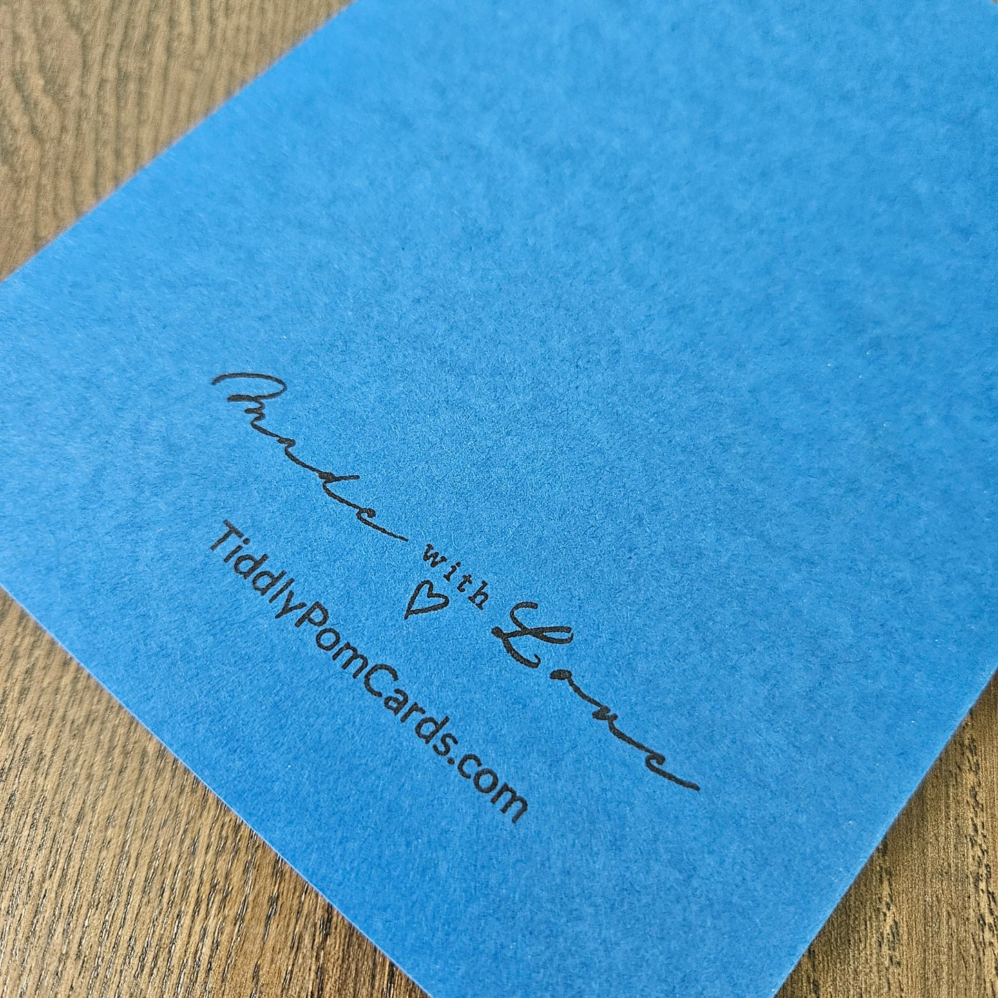 Winnie the Pooh Christmas Card, Handmade Hand-Colored Snowman Keepsake, Layered Blue Embossed Holiday Greeting Tiddly Pom Cards