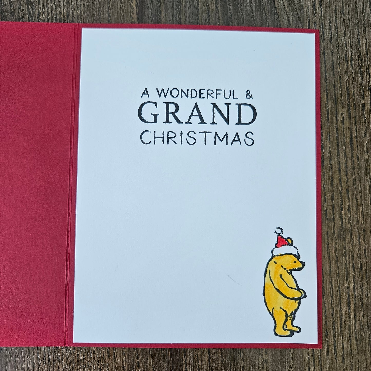 Winnie the Pooh Christmas Card, Handmade Pooh and Friends, Hand Colored Classic Holiday Greeting
