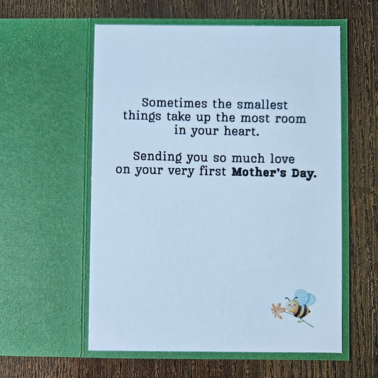Winnie The Pooh Mother's Day card for mom to be holding a honey pot and text on a beige background