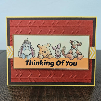 Handmade Winnie The Pooh & Friends Card, Personalized Card For Birthdays, Congratulations, Thinking of You, Best Friends Forever Tiddly Pom Cards