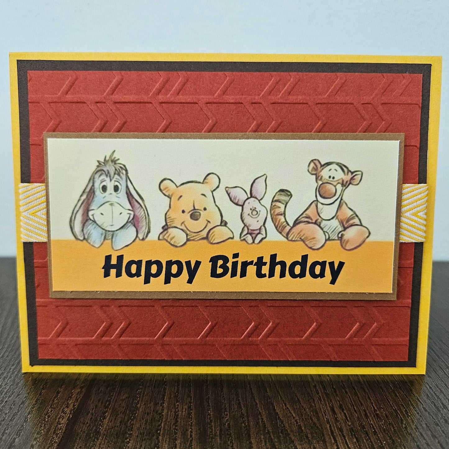 Winnie the Pooh Birthday Card, Handmade Pooh and Friends, Happy Birthday, Blank Inside