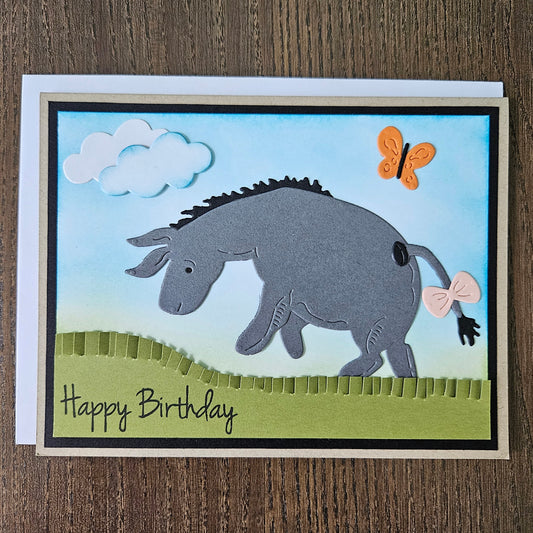 Winnie the Pooh Birthday Card, Handmade 3D Layered Eeyore, Embossed Keepsake