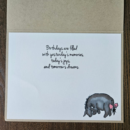 Winnie the Pooh Birthday Card, Handmade 3D Layered Eeyore, Embossed Keepsake