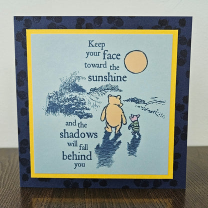 Winnie the Pooh Encouragement Card, Handmade Classic Sunshine and Shadows Greeting, Blank Inside