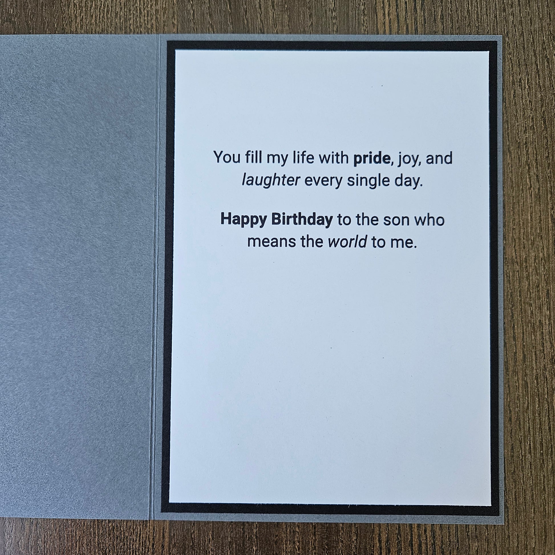 Handmade Birthday card for son with geometric design and birthday message from Tiddly Pom Cards. 