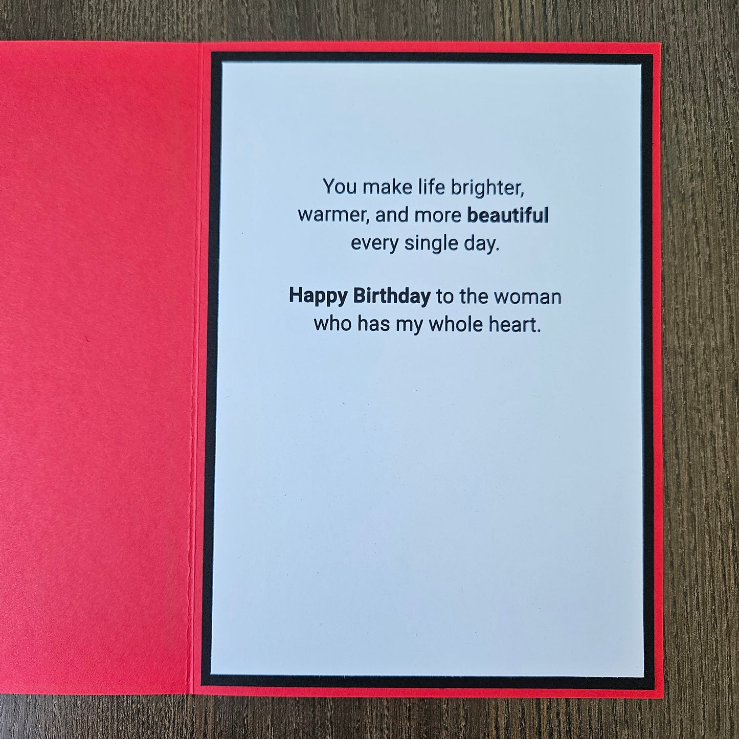 Handmade Birthday card for a wife with hearts and text from Tiddly Pom Cards. 