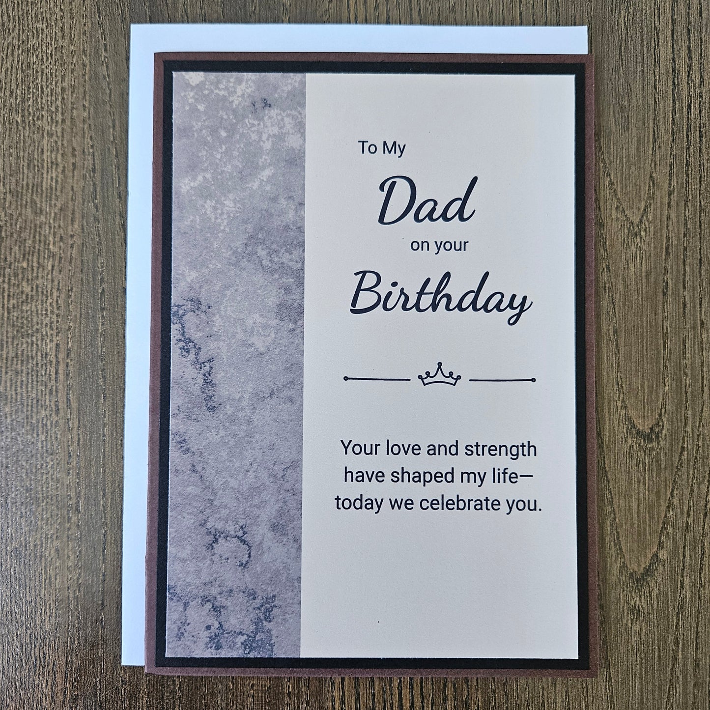 Handmade Birthday card for a father with decorative text on a textured background from Tiddly Pom Cards. 