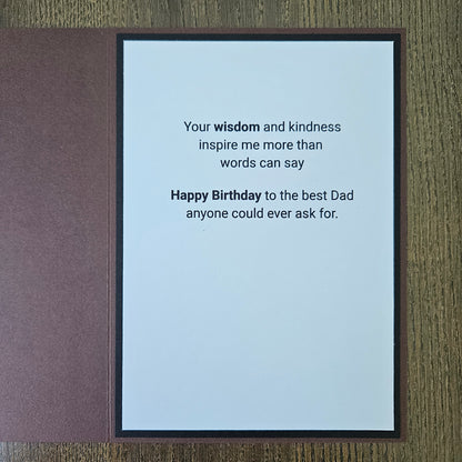 Handmade Birthday card for a father with decorative text on a textured background from Tiddly Pom Cards. 