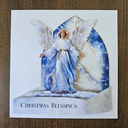Pop-Up Christmas Card, Handmade 3D Decoupage Angel Nativity Xmas Blessings Greeting