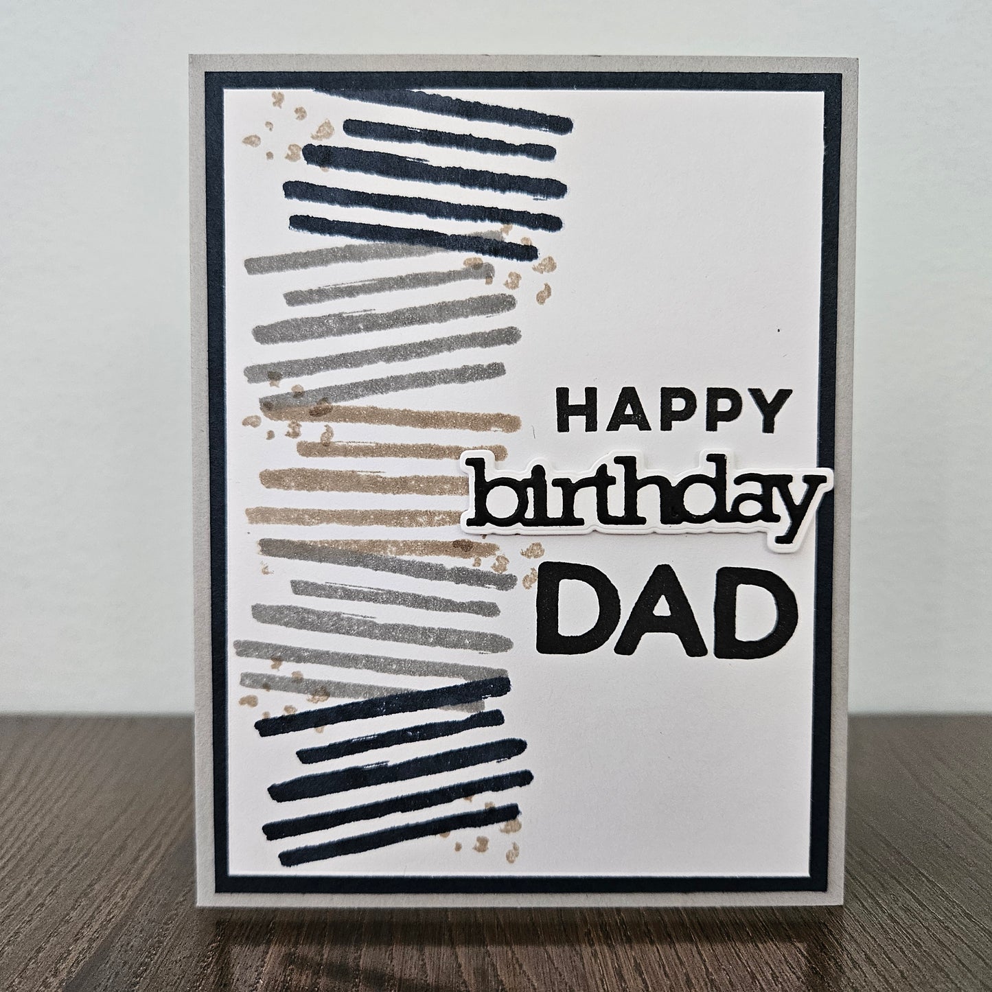 Birthday Card for Dad, Handmade Masculine Abstract Stripes Greeting, Blank Inside
