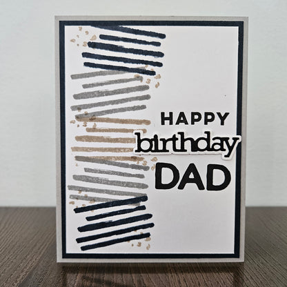Birthday Card for Dad, Handmade Masculine Abstract Stripes Greeting, Blank Inside