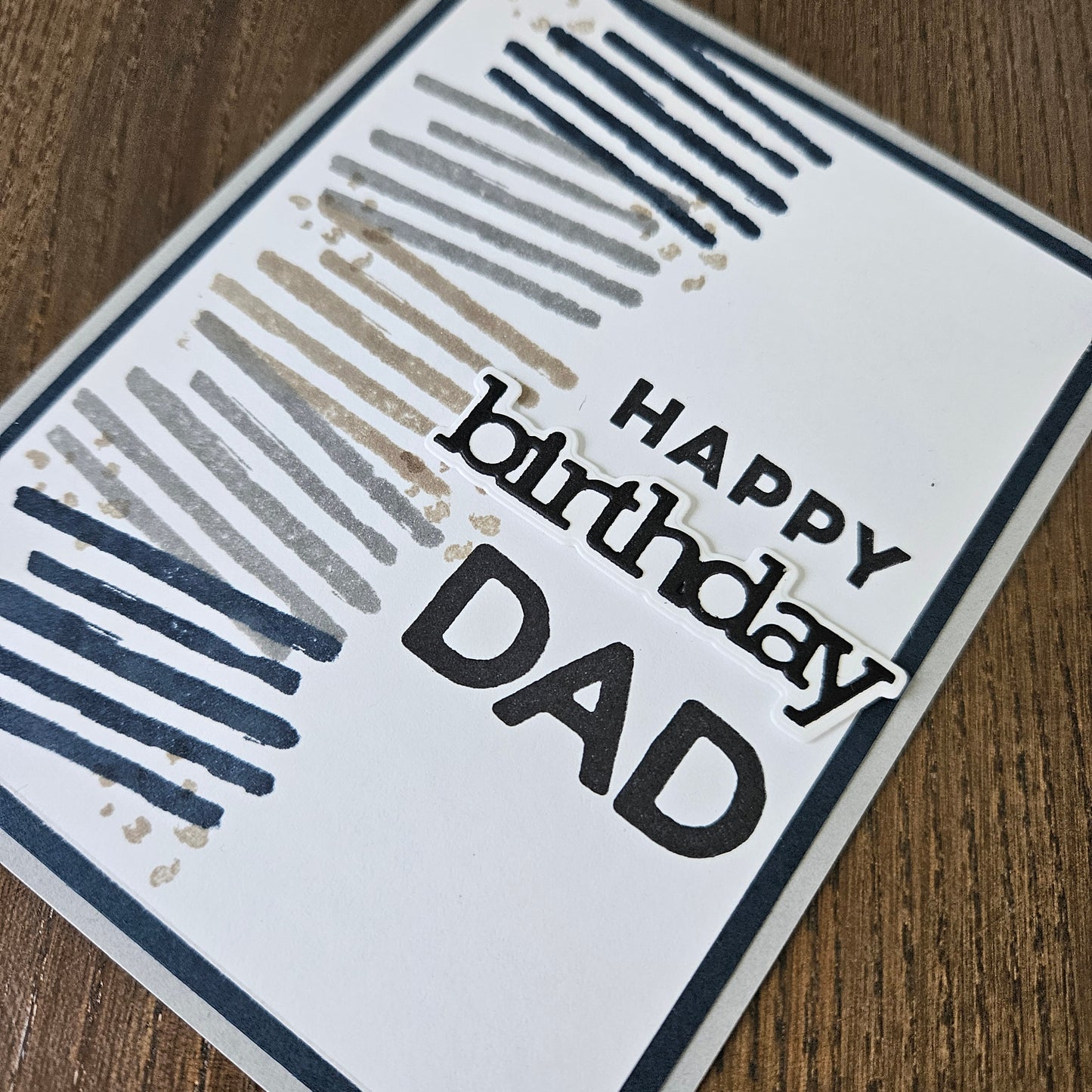 Birthday Card for Dad, Handmade Masculine Abstract Stripes Greeting, Blank Inside