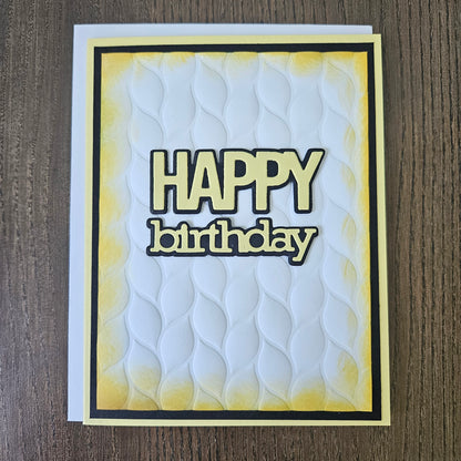 Handmade Birthday Card, Embossed Die Cut Happy Birthday Custom Hand Colored Greeting, Blank Inside
