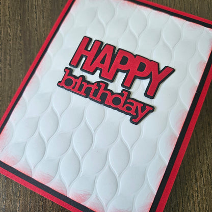 Handmade Birthday Card, Embossed Die Cut Happy Birthday Custom Hand Colored Greeting, Blank Inside