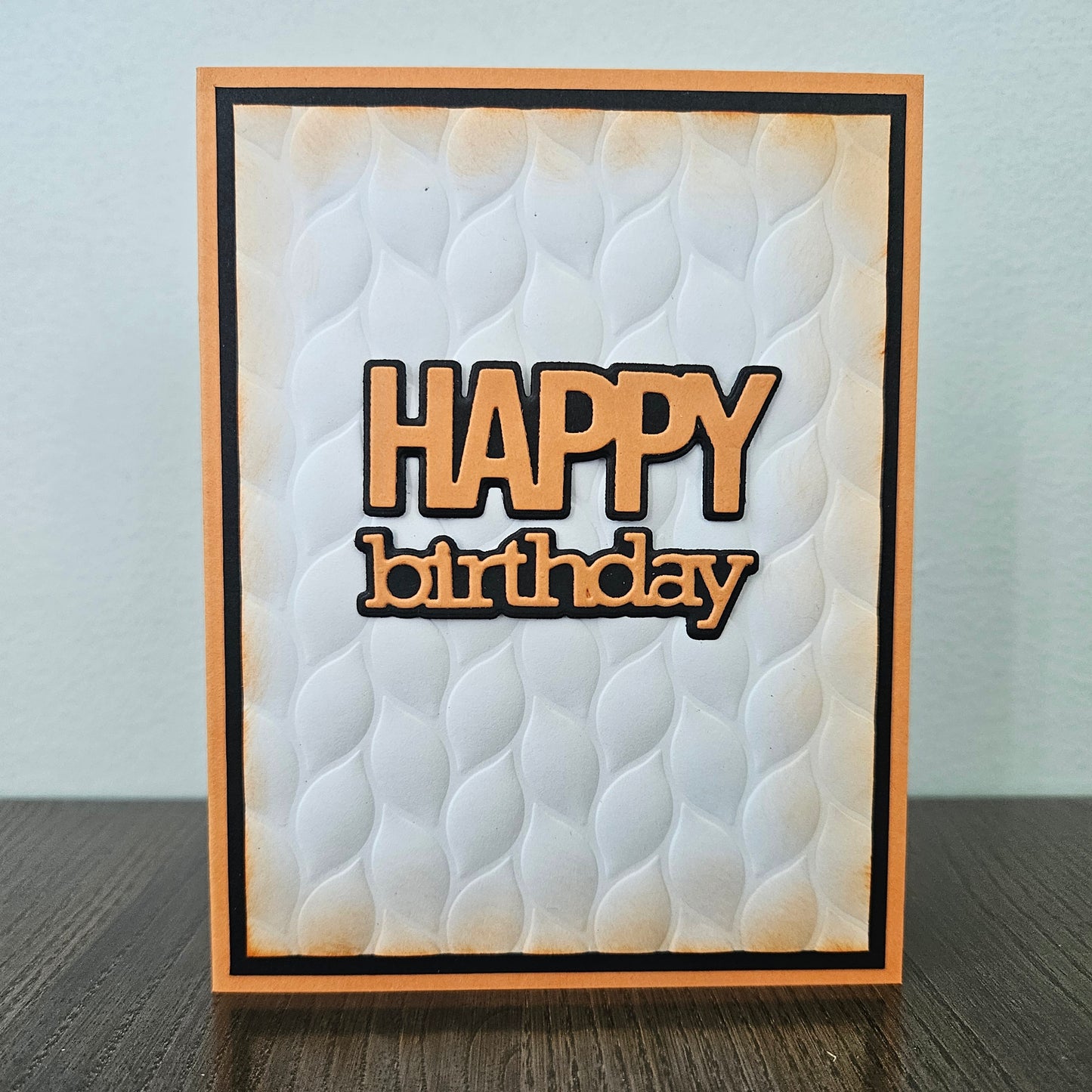 Handmade Birthday Card, Embossed Die Cut Happy Birthday Custom Hand Colored Greeting, Blank Inside