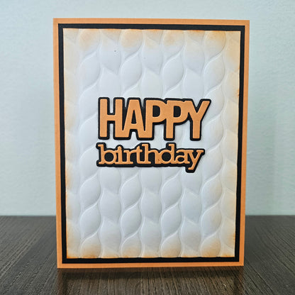 Handmade Birthday Card, Embossed Die Cut Happy Birthday Custom Hand Colored Greeting, Blank Inside