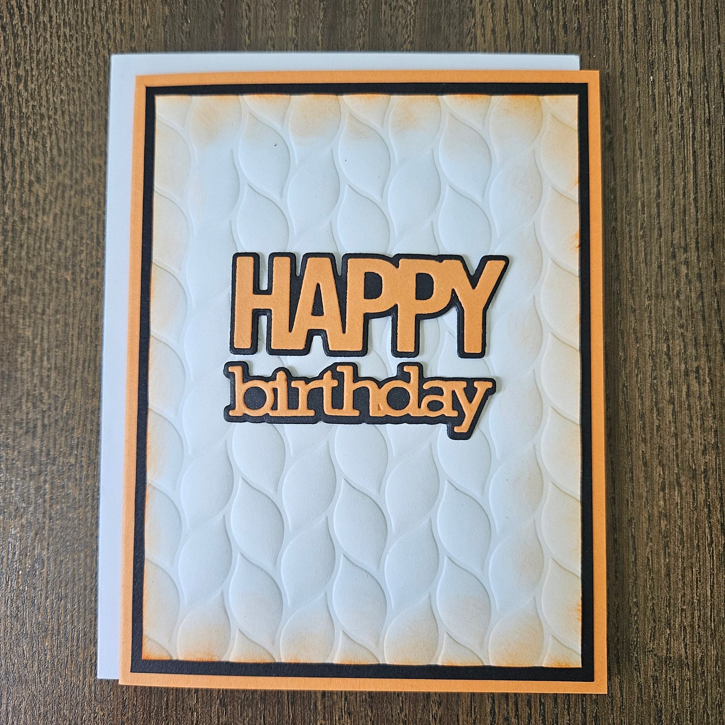 Handmade Birthday Card, Embossed Die Cut Happy Birthday Custom Hand Colored Greeting, Blank Inside