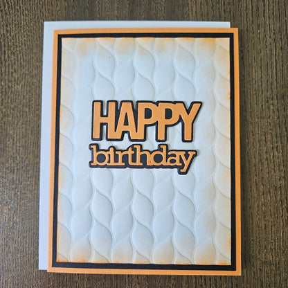 Handmade Birthday Card, Embossed Die Cut Happy Birthday Custom Hand Colored Greeting, Blank Inside