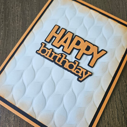 Handmade Birthday Card, Embossed Die Cut Happy Birthday Custom Hand Colored Greeting, Blank Inside