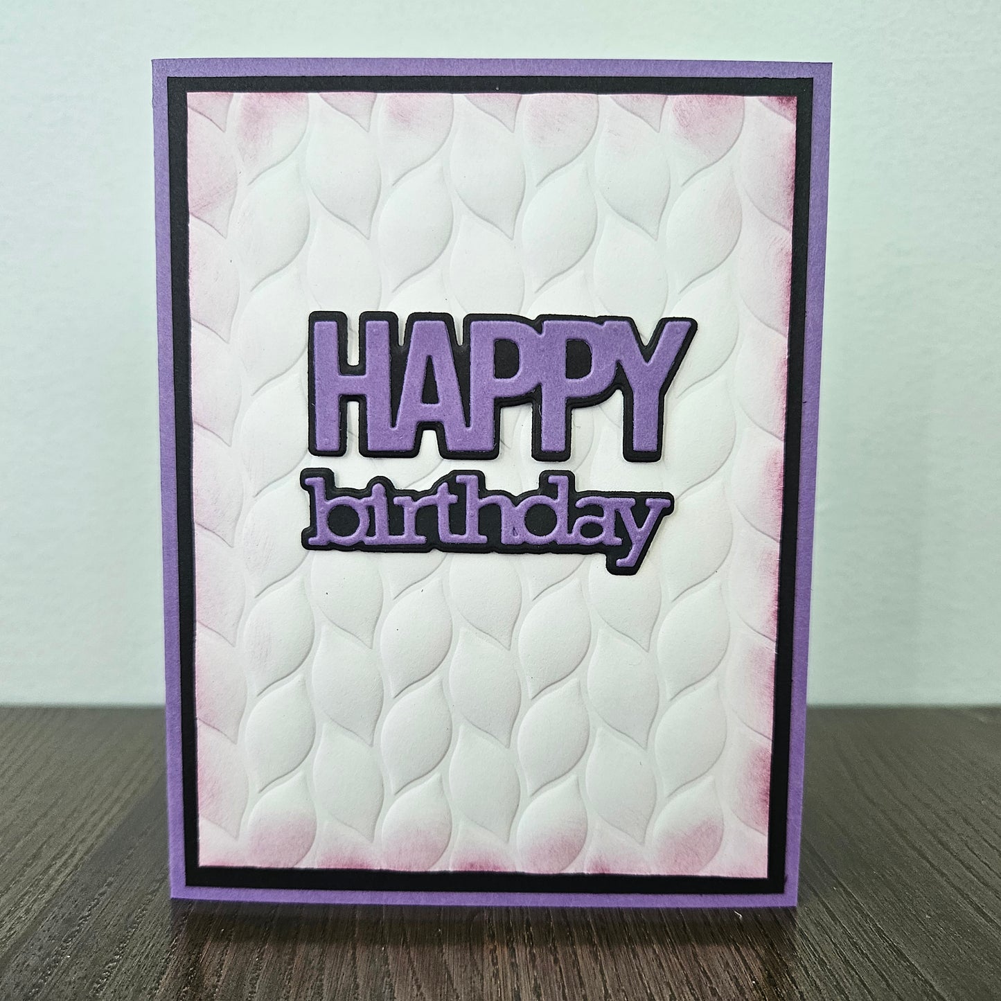 Handmade Birthday Card, Embossed Die Cut Happy Birthday Custom Hand Colored Greeting, Blank Inside