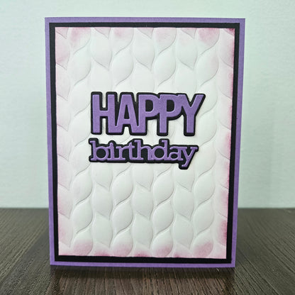 Handmade Birthday Card, Embossed Die Cut Happy Birthday Custom Hand Colored Greeting, Blank Inside