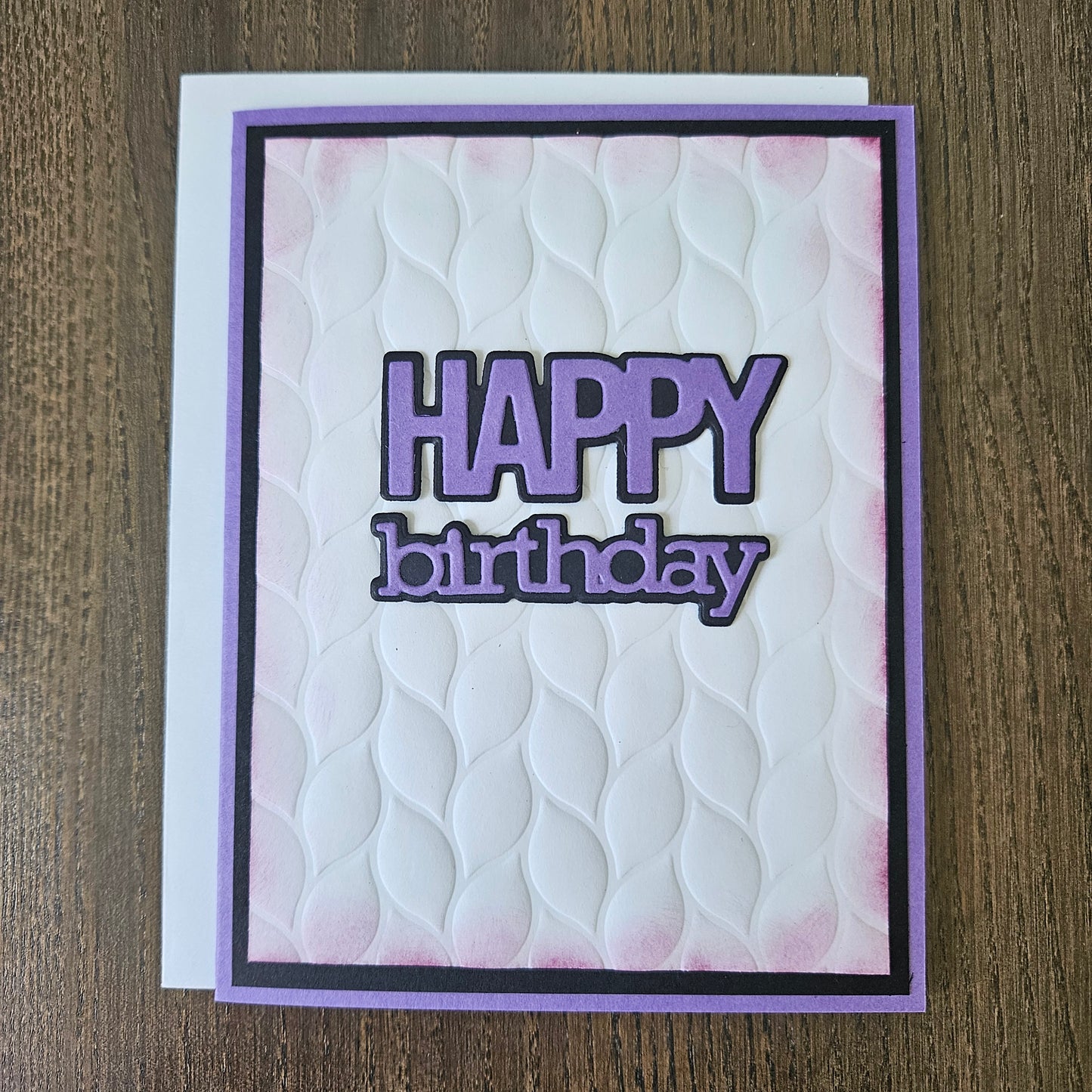 Handmade Birthday Card, Embossed Die Cut Happy Birthday Custom Hand Colored Greeting, Blank Inside