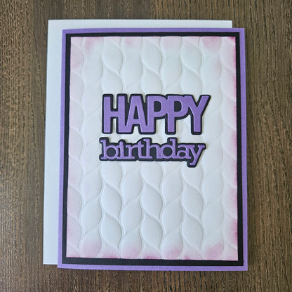 Handmade Birthday Card, Embossed Die Cut Happy Birthday Custom Hand Colored Greeting, Blank Inside
